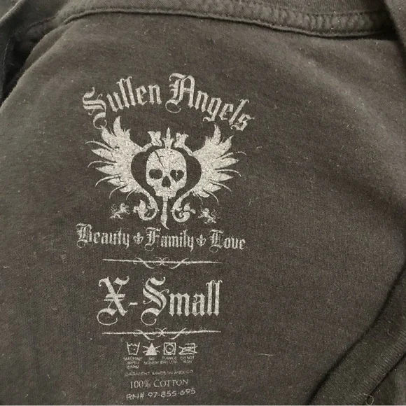 Sullen Angels Short Sleeve T Shirt With Amazing Tattoo Like Graphics Sz X Small - Picture 3 of 5